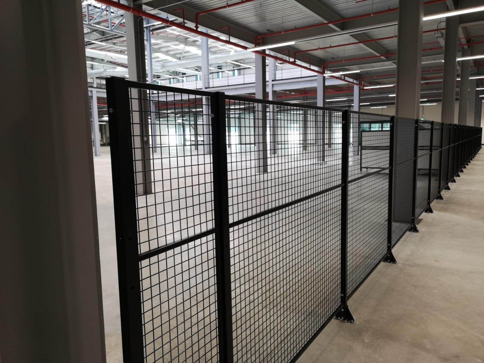 Black mesh machine safety fence low level